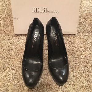 Kelsi by Kelsi Dagger Leather Black Pumps Heels